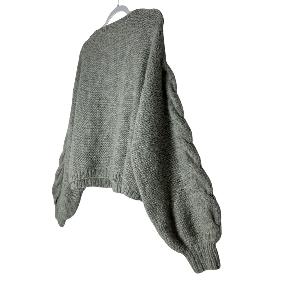 Eleven Six Vaida Sweater Women's M/L Pale Grey Hand Knit Baby Alpaca Wool $398 - Picture 8 of 14